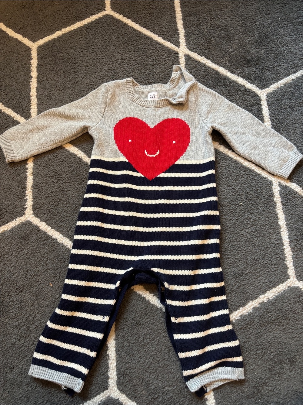 GAP Red Heart Striped Knit One-Piece
